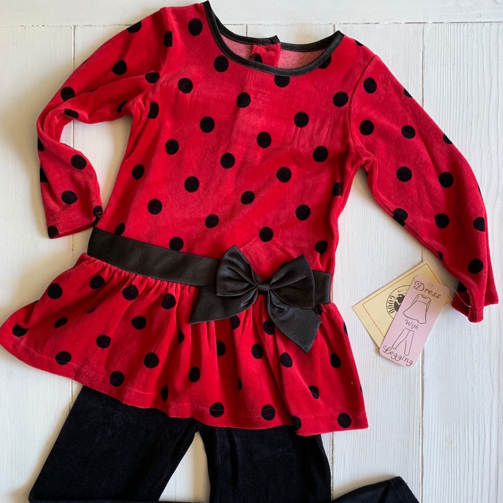 Valentines day Baby Girl Outfit Dress + Leggings